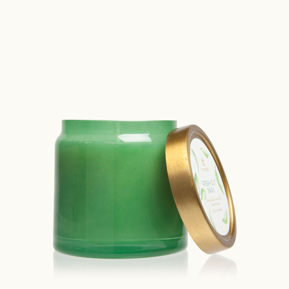 Thymes Fresh-cut Basil Statement Poured Glass Candle image number 0